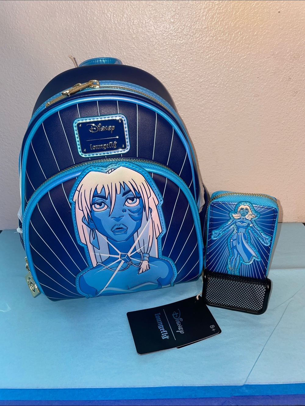 Loungefly Disney Atlantis Lost Empire Kida GITD Shimmer Backpack and Wallet Set